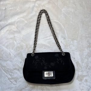 Karl Lagerfeld Black Velvet Shoulder Bag